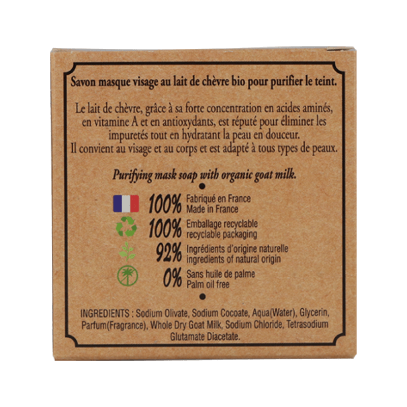 Savon masque au lait de chèvre bio 100g